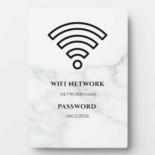 Wifi Network and Password Black Plaque (Devant)