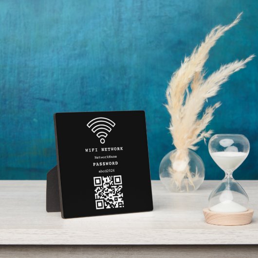 Wifi Network and Password Black Plaque (Insitu)