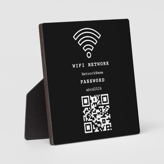 Wifi Network and Password Black Plaque (Recto)