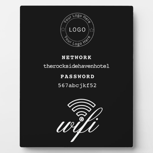 Wifi Network and Password Black Plaque (Devant)
