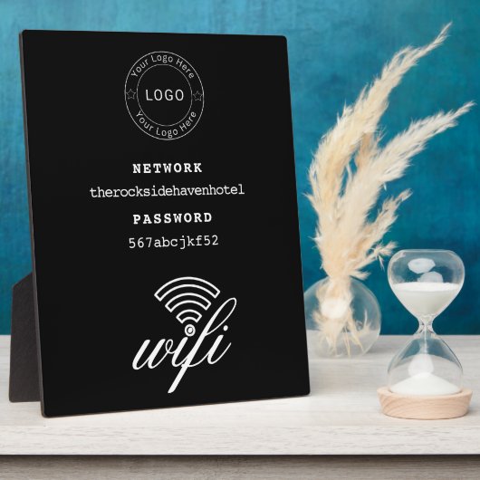 Wifi Network and Password Black Plaque (Côté)