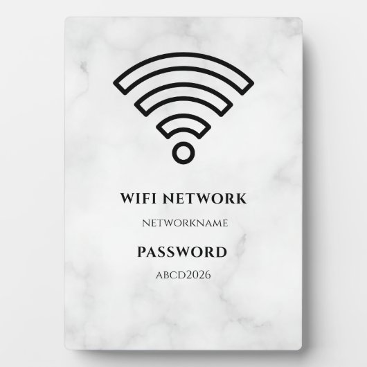 Wifi Network and Password Black Plaque (Devant)