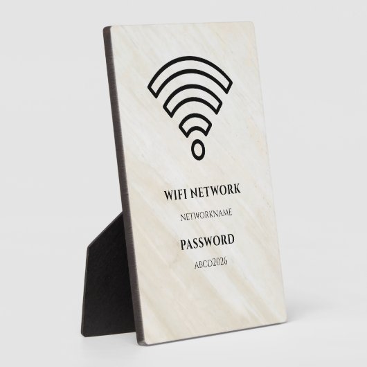 Wifi Network and Password Black Plaque (Côté)