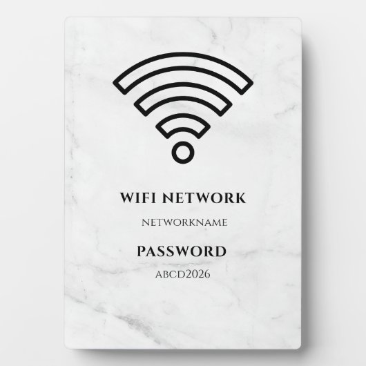 Wifi Network and Password Black Plaque (Devant)