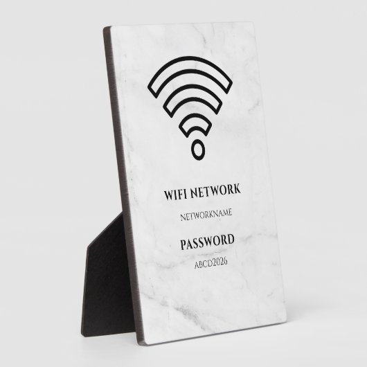 Wifi Network and Password Black Plaque (Côté)