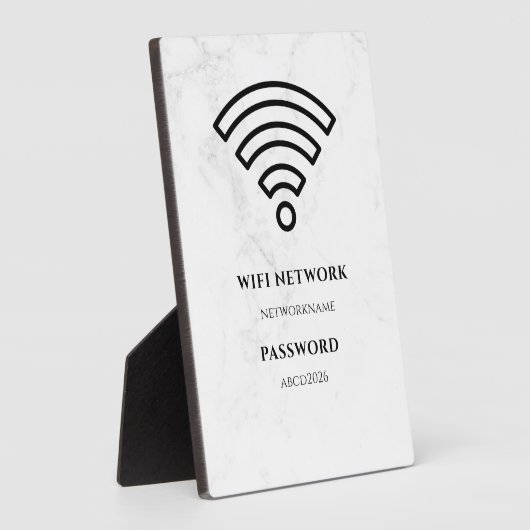 Wifi Network and Password Black Plaque (Côté)