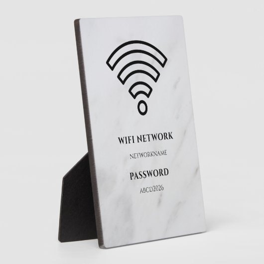 Wifi Network and Password Black Plaque (Côté)