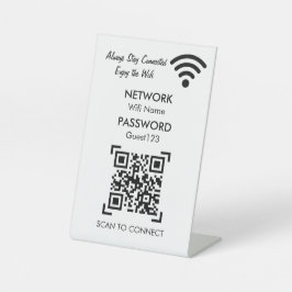 Wifi Network and Password Business Retail Reclamebord Met Voetstuk