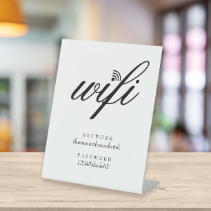 Wifi Network and Password Business Retail Reclamebord Met Voetstuk