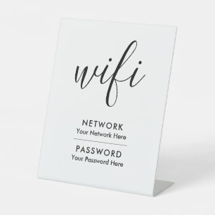 Wifi Network and Password Business Retail Reclamebord Met Voetstuk