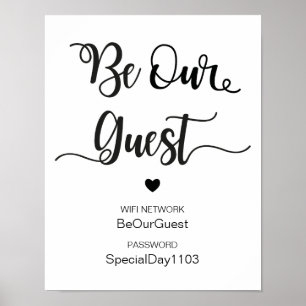 Wifi Network Info Wedding Sign Moderne kalligrafi Poster