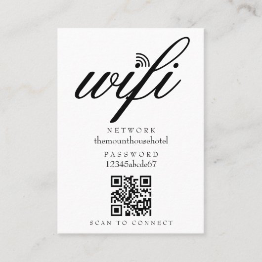 Wifi Network Password QR Code Visitekaartje (Voorkant)