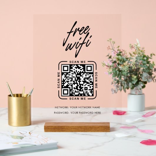 Wifi Network QR Code Black Modern Business (Mariage)