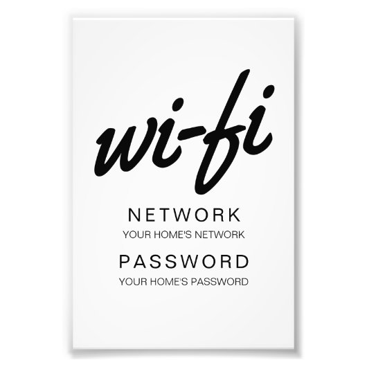 Wifi Passcode Afdrukken voor Framing en Weergave Foto Afdruk (Voorkant)