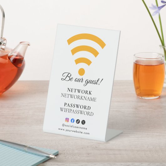 Wifi Password and Network Personalized Reclamebord Met Voetstuk (Insitu)