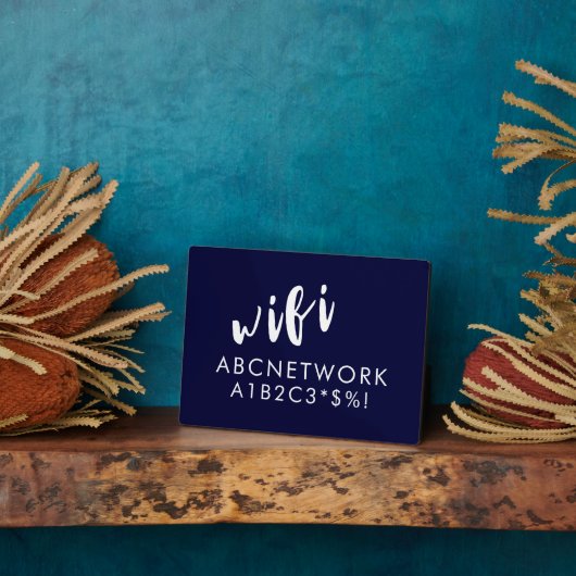 Wifi Password Sign Navy Blue Fotoplaat (Zijkant)