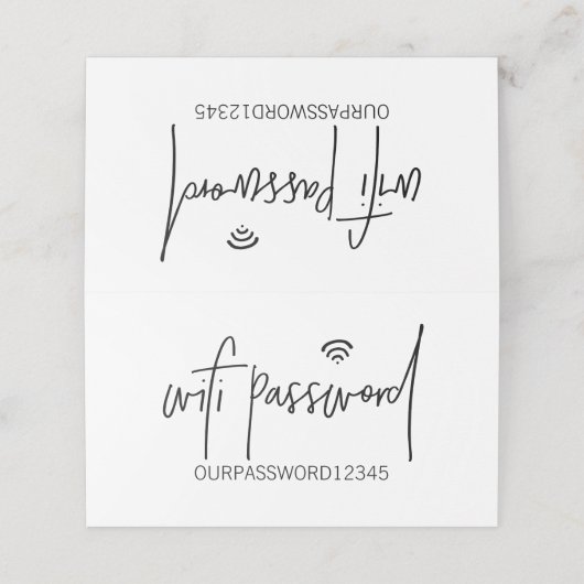 Wifi Password Table SIGN Place Card (Buitenkant ongevouwen)