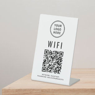 Wifi QR Code Business Logo Scan to Connect Reclamebord Met Voetstuk