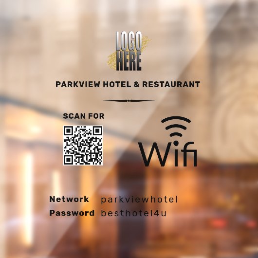 Wifi QR Code Business Logo Window Cling Raamsticker (Vel 2)