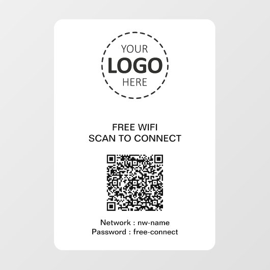 WIFI QR-code en Logo-vensterteken Raamsticker (Vel)