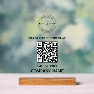Wifi QR Code Wachtwoord en Netwerknaam Wit Acryl Bord