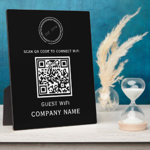 Wifi QR Code Wachtwoord en Netwerknaam Zwart Fotoplaat