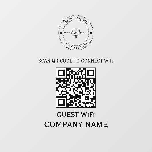 Wifi QR Code Wachtwoord en Netwerknaam Zwart Raamsticker (Vel)