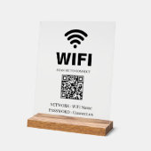 WiFi QR Code White Acrylic Sign (Angle)