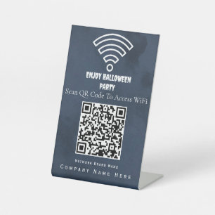 WiFi QR-codescan om blauwe donkere schaduw aan te Reclamebord Met Voetstuk