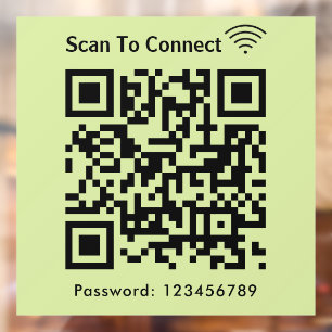 WiFi Scan om wachtwoord QR code Lime Green te verb Raamsticker