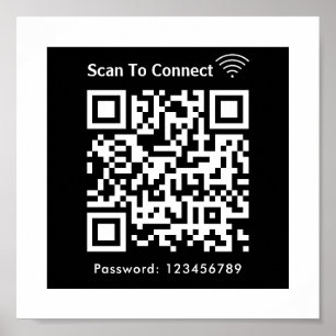 WiFi Scan om wachtwoord QR code zwart aan te sluit Poster