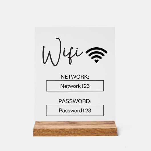WiFi-teken WiFi-wachtwoord Acryl Tafelteken Acryl Bord (Voorkant)