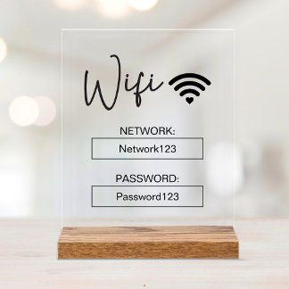 Wifi-teken Wifi-wachtwoord Acrylaat tafelbord Acryl Bord