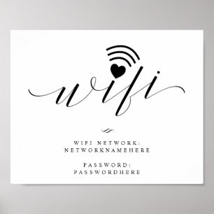 Wifi-wachtwoord Calligrafie Script Bruiloftsbord Poster