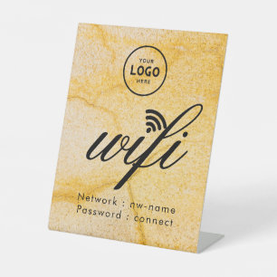 WiFi Wachtwoord Code Zakelijk Logo Blauw  Reclamebord Met Voetstuk