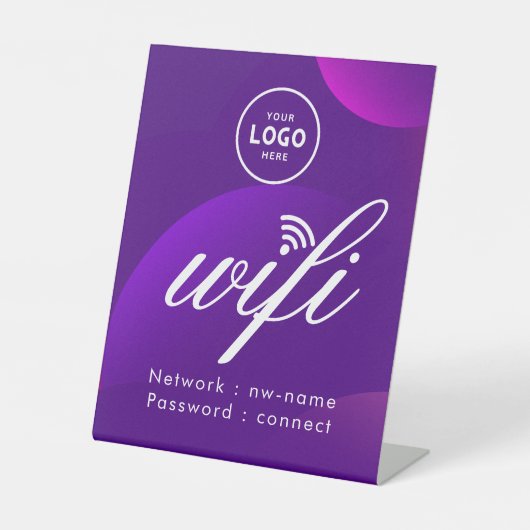WiFi Wachtwoord Code Zakelijk Logo Blauw Reclamebord Met Voetstuk (Voorkant)