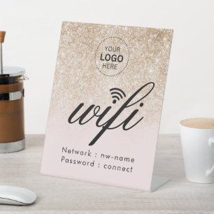 WiFi Wachtwoord Code Zakelijk Logo Reclamebord Met Voetstuk