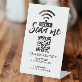 Wifi Wachtwoord en Netwerk Gepersonaliseerde QR Co Reclamebord Met Voetstuk