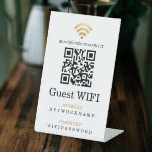 Wifi Wachtwoord en Netwerk Gepersonaliseerde QR Co Reclamebord Met Voetstuk