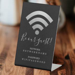 Wifi wachtwoord en netwerk op maat reclamebord met voetstuk