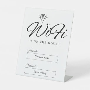 Wifi-wachtwoord en netwerkvoetstukbord reclamebord met voetstuk