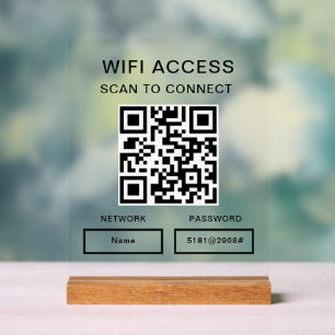 WiFi-wachtwoord & netwerk Gepersonaliseerde QR-cod Acryl Bord