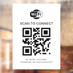 Wifi Wachtwoord   QR Code Scan om te Verbinden  Raamsticker