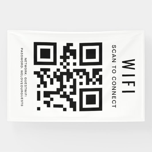 Wifi Wachtwoord | QR Code Scan om te Verbinden Spandoek (Horizontaal)