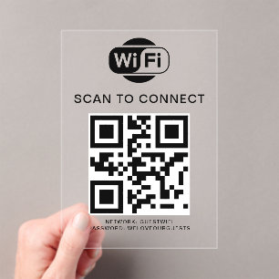 WiFi-wachtwoord   QR-codescan om verbinding te mak Acryl Uitnodigingen