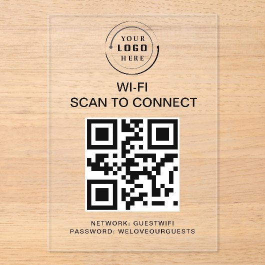 WiFi-wachtwoord | QR-codescan om verbinding te mak Acryl Uitnodigingen (Voorkant)
