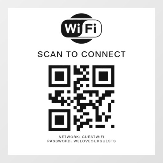 WiFi-wachtwoord | QR-codescan om verbinding te mak Raamsticker (Vel)