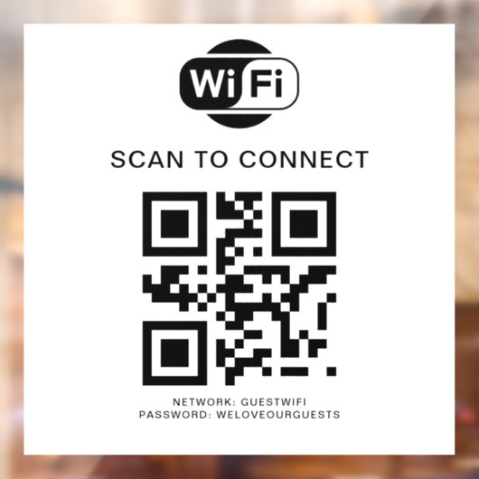 WiFi-wachtwoord | QR-codescan om verbinding te mak Raamsticker (Vel 2)