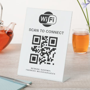 WiFi-wachtwoord   QR-codescan om verbinding te mak Reclamebord Met Voetstuk
