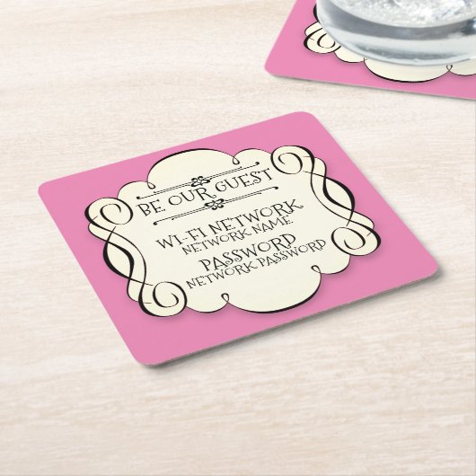 WiFi-wachtwoord Vierkante Kartonnen Onderzetter (Schuin)